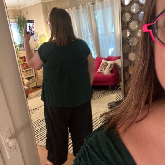 Anthropologie scoop neck emerald top with embroidery in XL - Picture 3 of 6